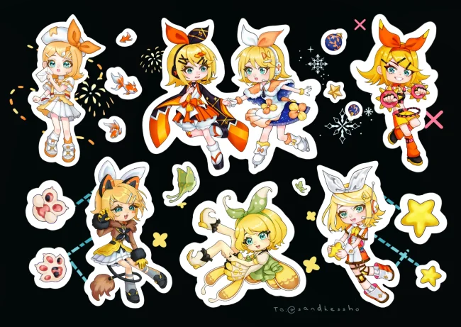 Стикерпак А6 "Magical mirai ᯓ Кагамине Рин"